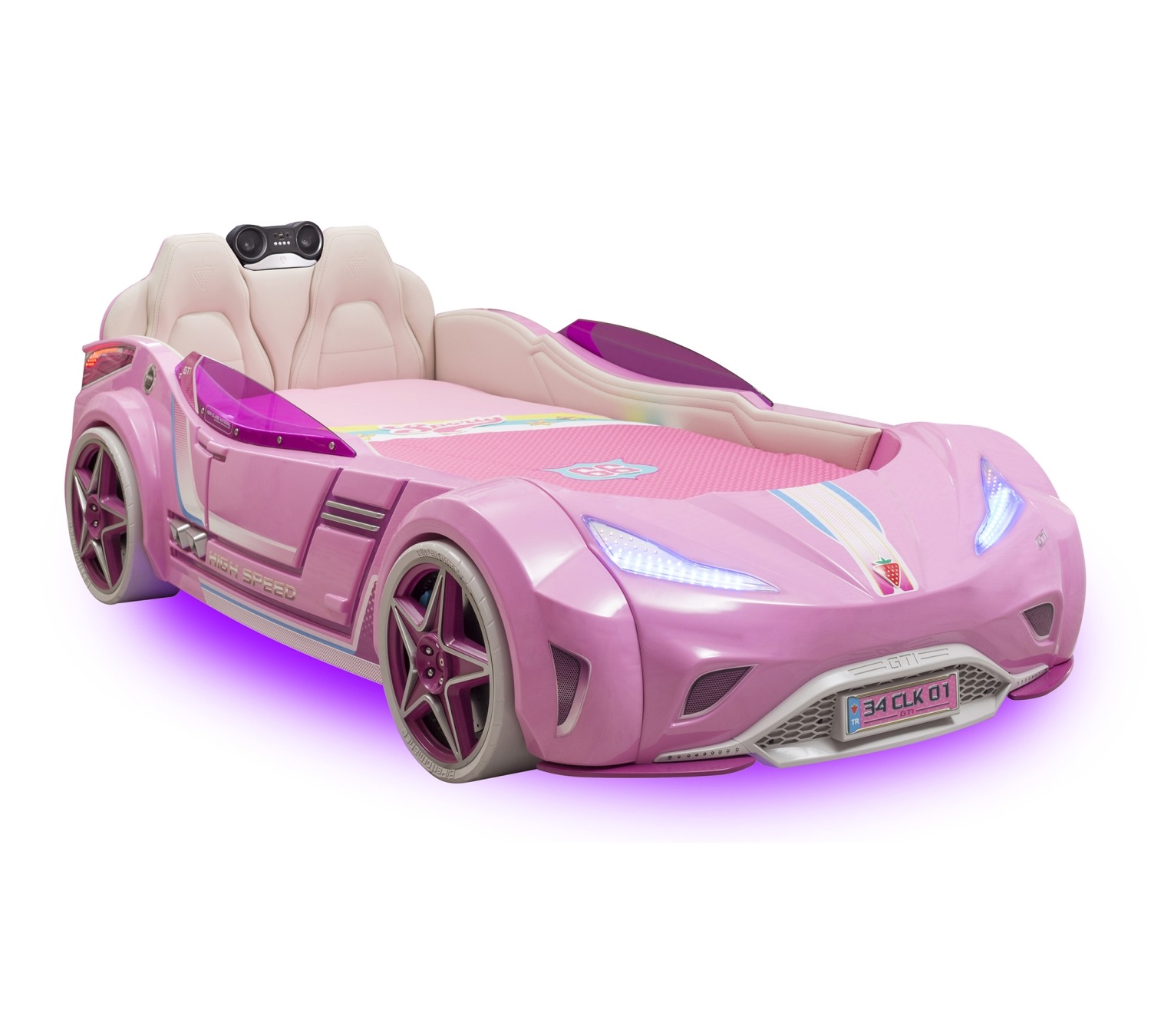 מיטת מכונית ורודה GTi דרים לנד חדרי ילדים ותינוקות